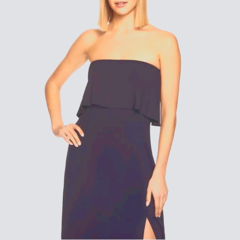 Susana Monaco Slit Dress Sz M Long Strapless Color Midnight - Vacation Resort